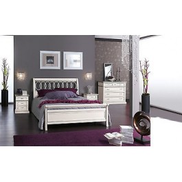 Camera da letto matrimoniale in legno massiccio con accessori in ottone e  finiture laccato b…