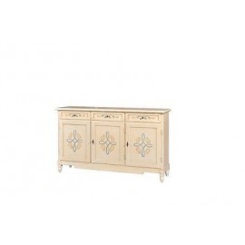 CREDENZA LEGNO AVORIO DECORATO A MANO DIPINTO ANTICATO COUNTRY COLLECTION