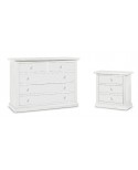 COMO + 2 tables de nuit EN BOIS AVEC BLANC MATT