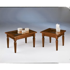 Tavolino da salotto Cecilia con base e ripiani Bianco Kos