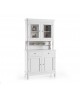 CREDENZA BASE + ALZATA L 160 P 50 H 221 VETRINA IN LEGNO MASSELLO COL BIANCO