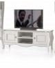 PORTE TV BLANC BRILLANT BICOLORE bois massif L 160 P 50 H 61