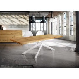 Estantería de diseño moderno FUNK tablero de partículas melaminizado color  blanco y natural 145x29x145 cm - Kiona Decoración