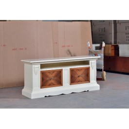 BASE MOBILE PORTA TV CREDENZA BASSA LEGNO MASSELLO BICOLORE COME FOTO CON INTARSIO - codluis 1020