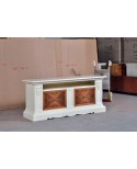 BASE MOBILE PORTA TV CREDENZA BASSA LEGNO MASSELLO BICOLORE COME FOTO CON INTARSIO - codluis 1020