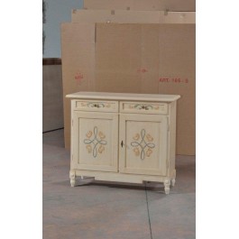 CREDENZA 2 PORTE 2 CASSETTI LEGNO DECORATA AVORIO PENNELLATO - codluis 1034