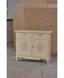 CABINET 2 DOOR 2 DRAWER WOOD DECORATED IVORY brushed - codluis 1034