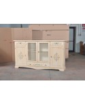 CREDENZA CREDENZONE VETRINA DECORATA AVORIO PENNELLATO - codluis 1037