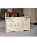 CREDENZA 3 PORTE LEGNO DECORATO COL AVORIO PENNELLATO - codluis 1039