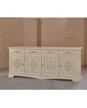 CREDENZA BASE LEGNO DECORATA COL AVORIO PENNELLATO - codluis 1041