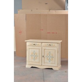 CREDENZA 2 PORTE 2 CASSETTI LEGNO DECORATA AVORIO PENNELLATO - codluis 1043