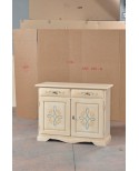 CREDENZA 2 PORTE 2 CASSETTI LEGNO DECORATA AVORIO PENNELLATO - codluis 1043