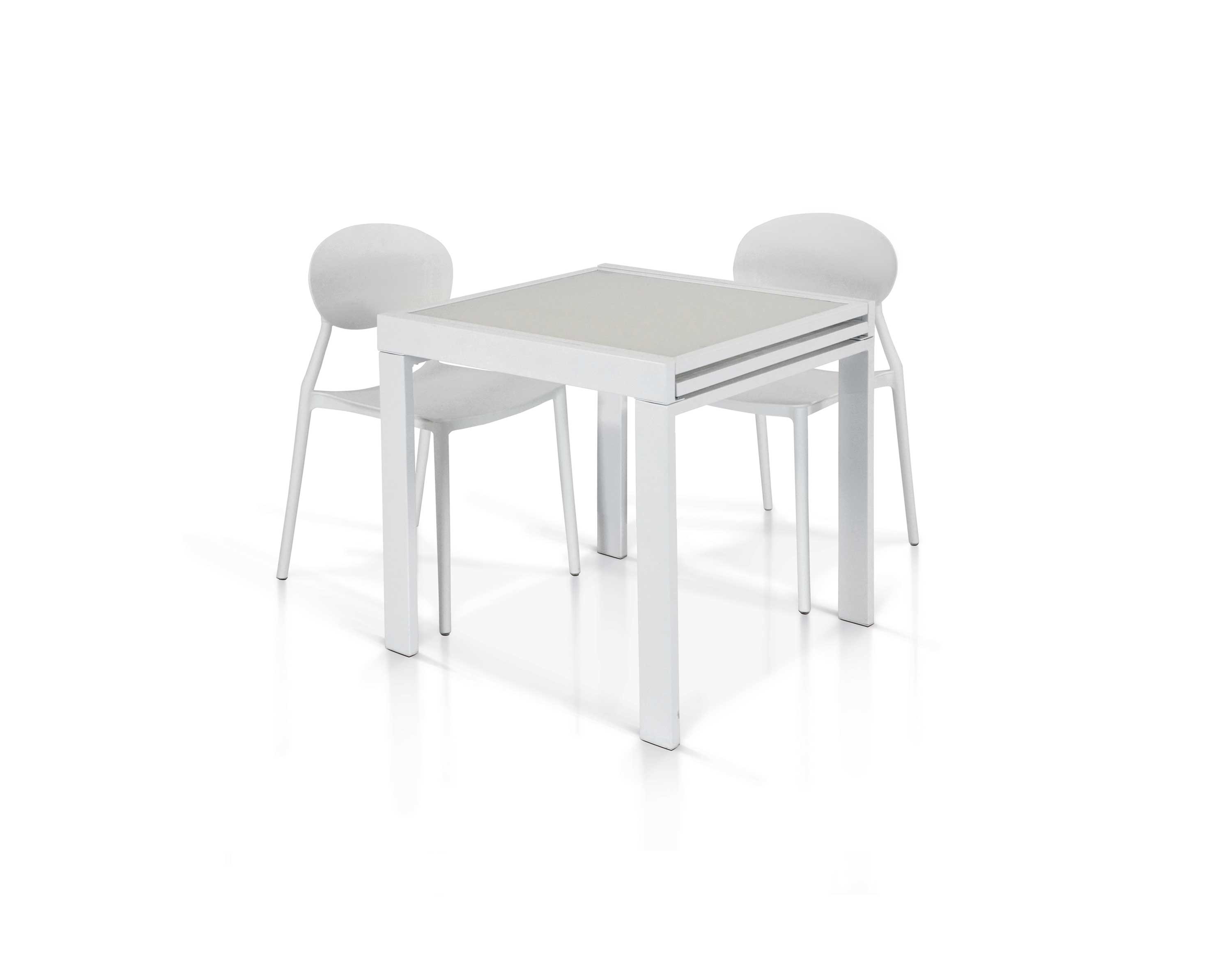Tavolo vetro bianco 90x90 allungabile - Estea Mobili